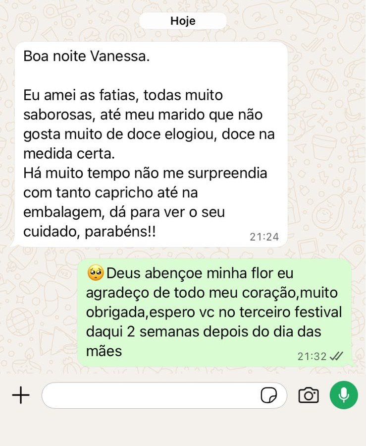 Cliente elogia sabor, doçura e embalagem